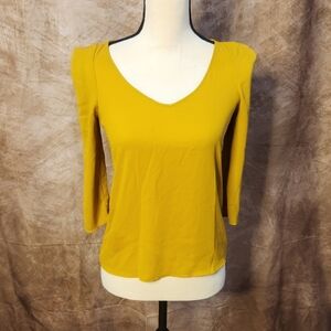 Mexx V-Neck Blouse – Mustard Yellow – Size 4